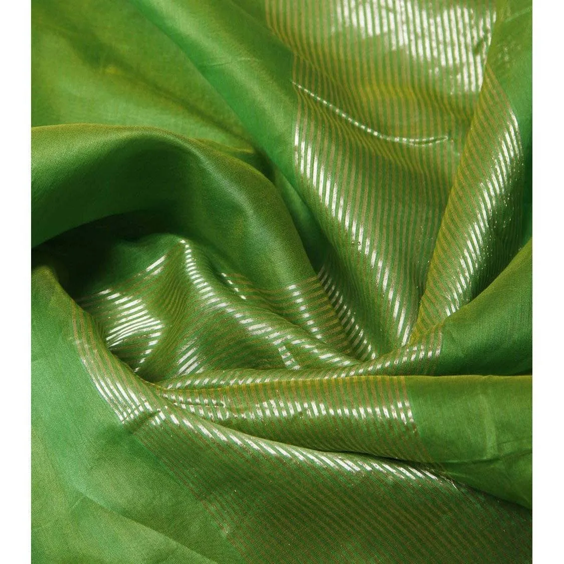 Green Chanderi Cotton Silk Saree with Zari Work
