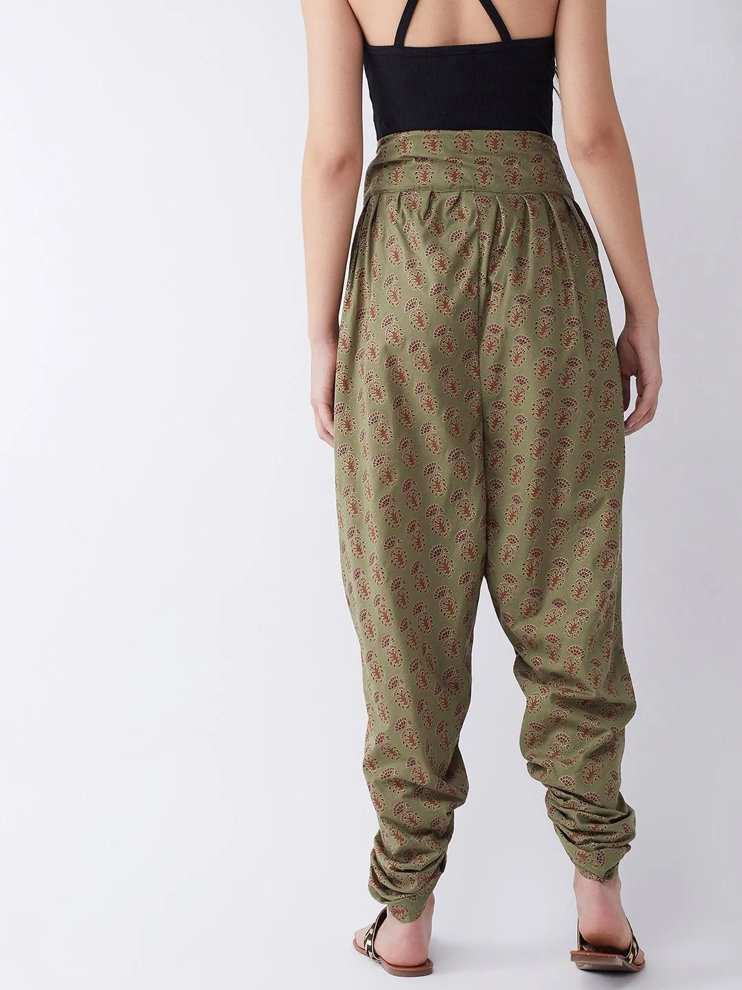 Green Dhoti With Ethnic Motifs