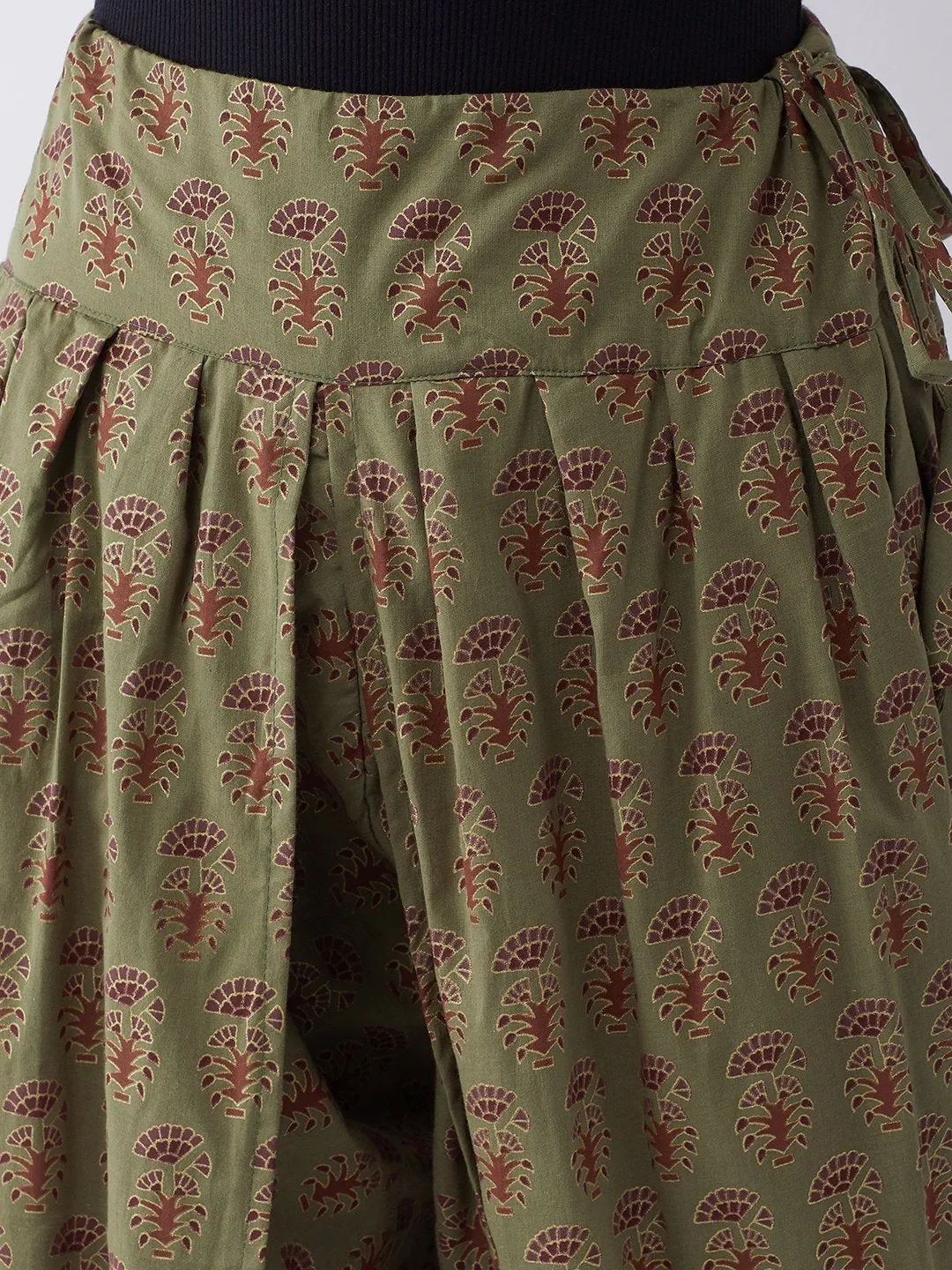Green Dhoti With Ethnic Motifs