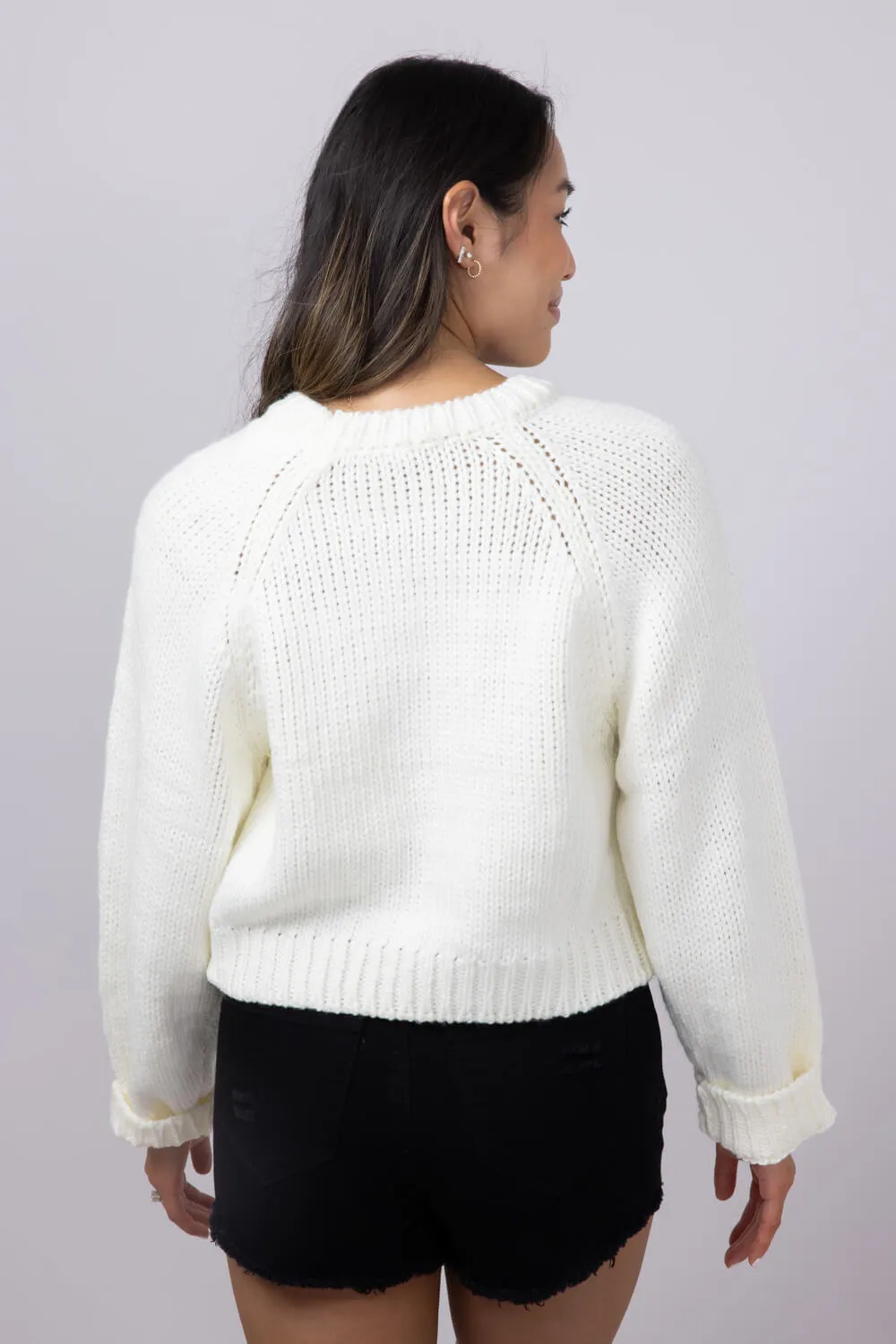 Heart Sweater for Women in White/Red | SWT2464-WHITERED