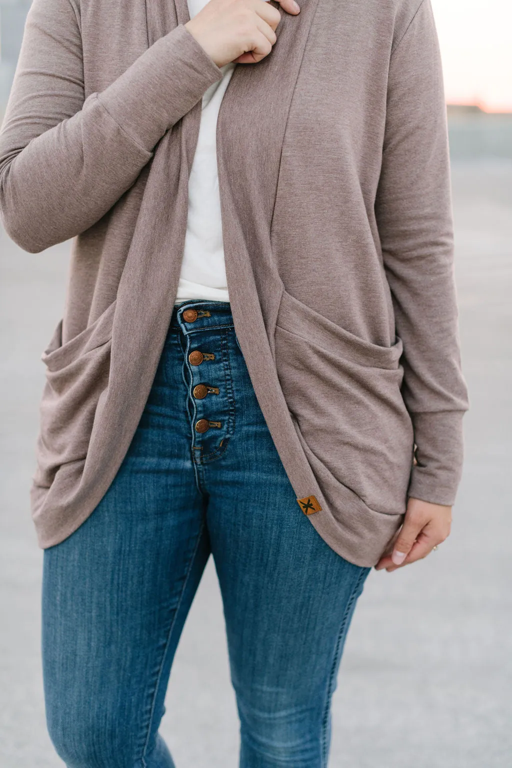 Heathered Taupe Bamboo Slouchy Cardigan