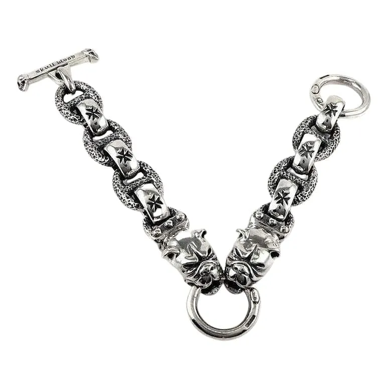 Heavy Sterling Silver Bulldog Bracelet