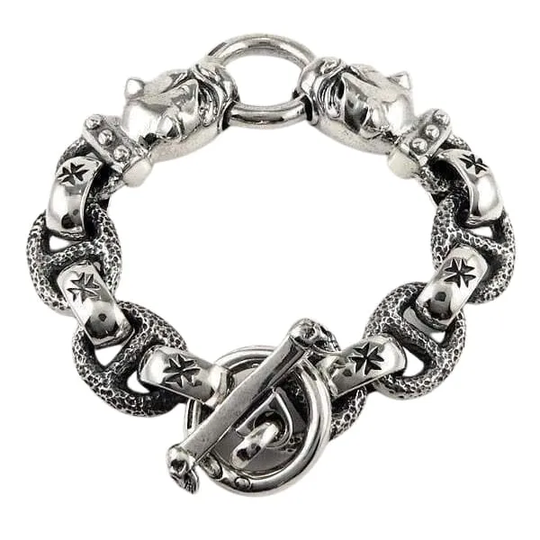 Heavy Sterling Silver Bulldog Bracelet