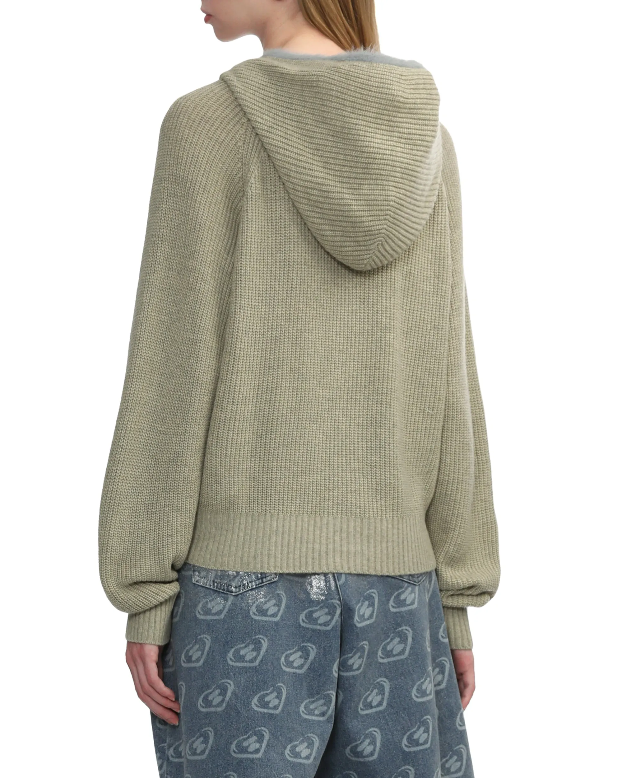 Hooded oversized zip-up cardigan