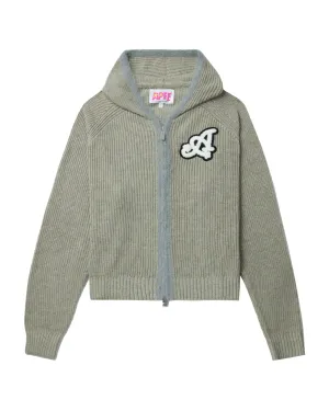 Hooded oversized zip-up cardigan