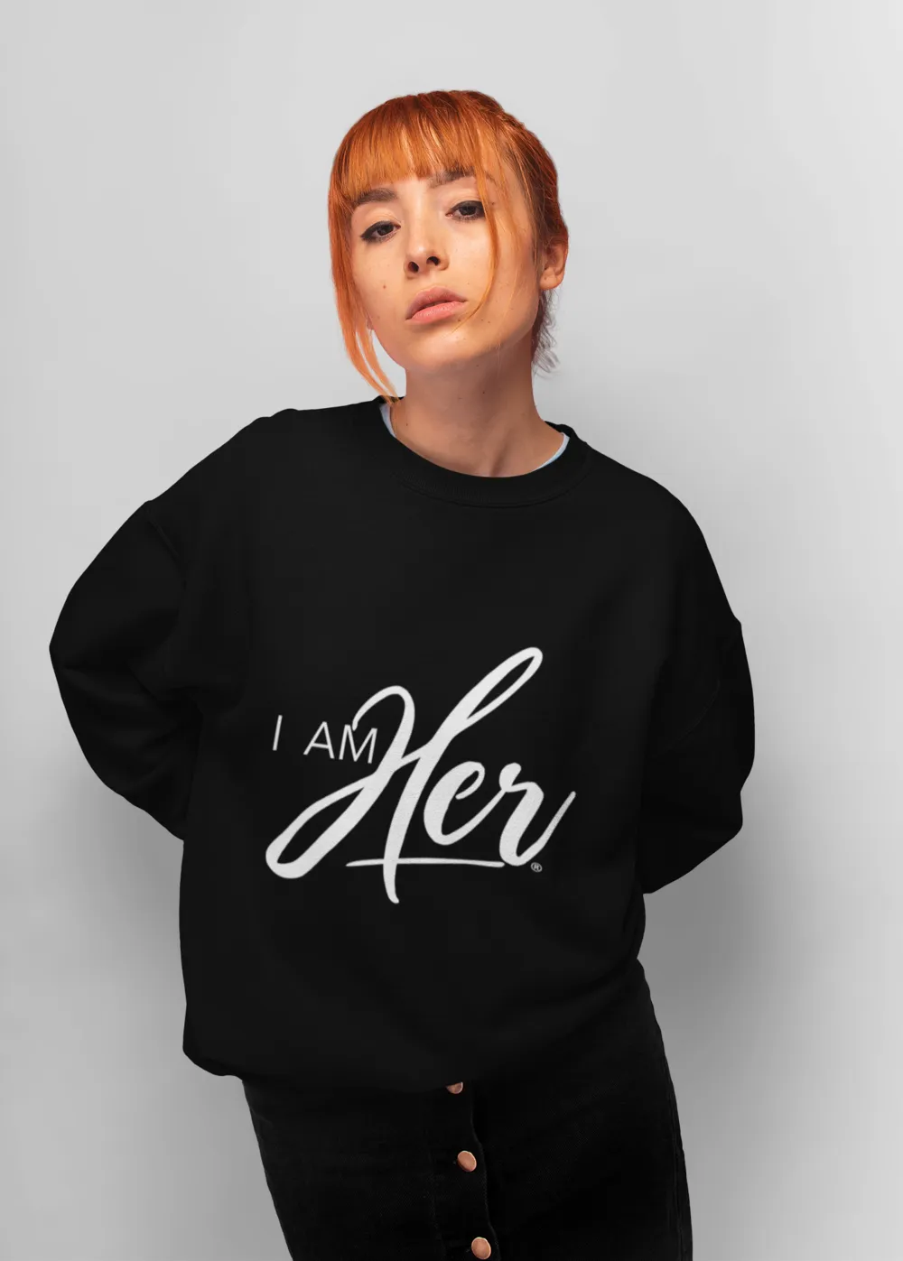 I AM HER Signature Women's Crewneck Sweater - Black