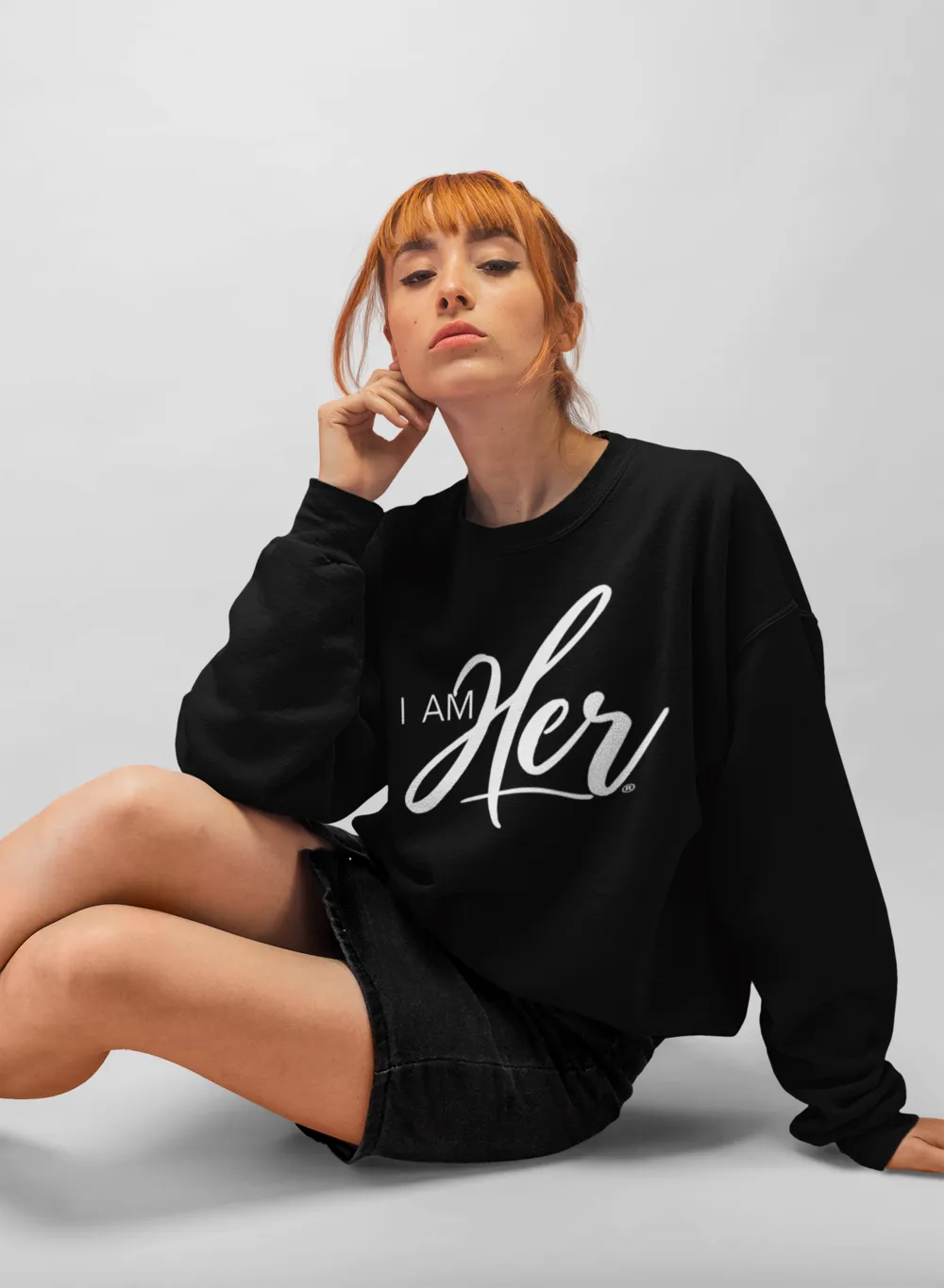 I AM HER Signature Women's Crewneck Sweater - Black