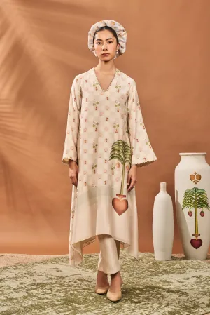 Ivory Checkers Bloom Kurta Set