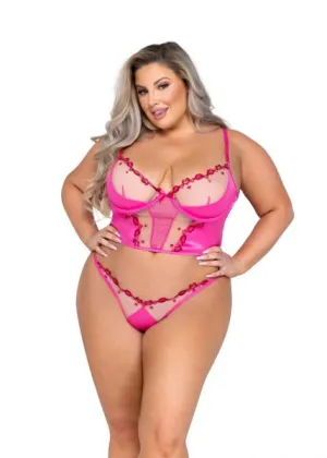 Kiss & Tell Two Piece Long-Line Set - Pink -