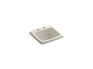 KOHLER K-6015-2 Gimlet 15-1/4" x 15-1/4" x 6-1/2" top-mount bar sink with 2 faucet holes