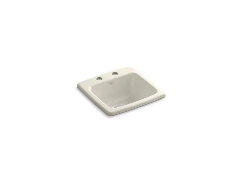 KOHLER K-6015-2 Gimlet 15-1/4" x 15-1/4" x 6-1/2" top-mount bar sink with 2 faucet holes