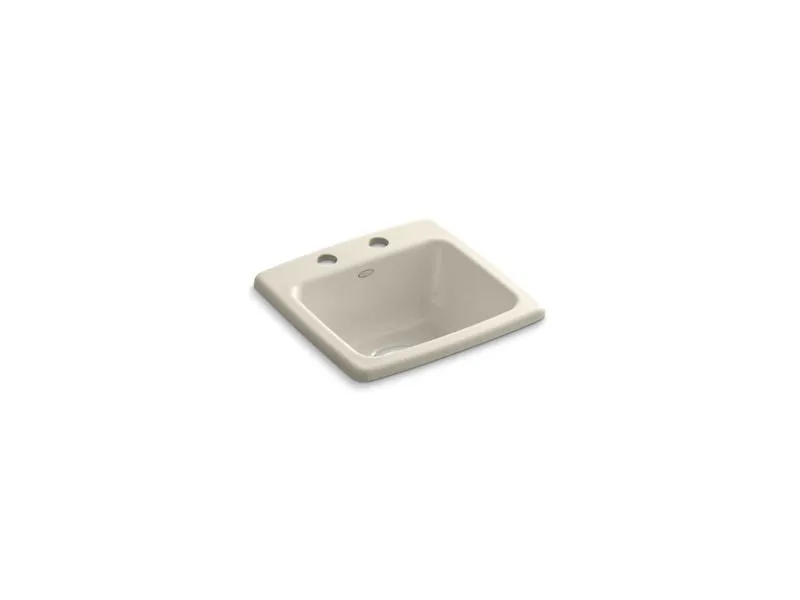KOHLER K-6015-2 Gimlet 15-1/4" x 15-1/4" x 6-1/2" top-mount bar sink with 2 faucet holes