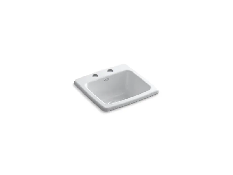 KOHLER K-6015-2 Gimlet 15-1/4" x 15-1/4" x 6-1/2" top-mount bar sink with 2 faucet holes