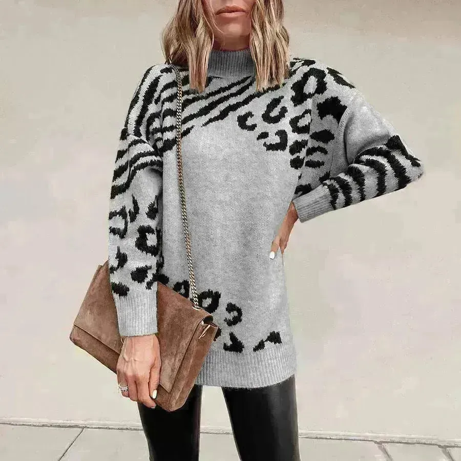 Ladies Autumn Winter Woolen Turtleneck Sweater Tunic top for leggings