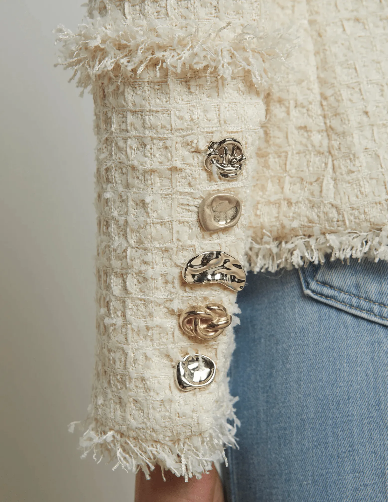 L'Agence Kaisley Frayed Hem Tweed Blazer