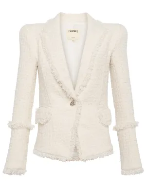 L'Agence Kaisley Frayed Hem Tweed Blazer