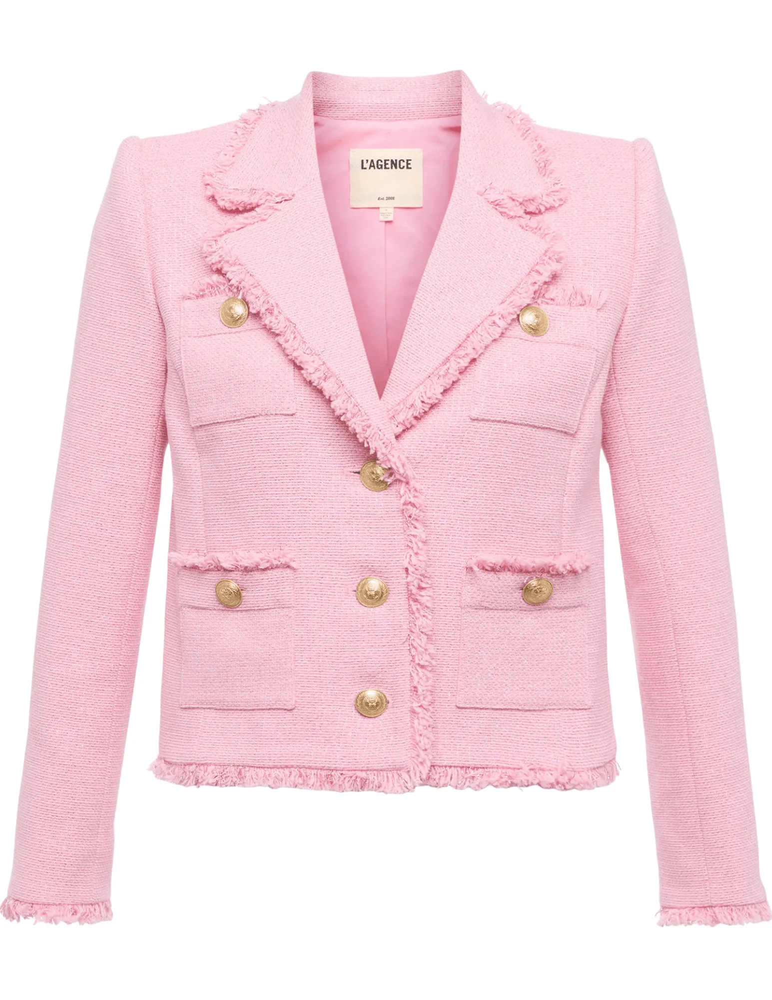 L'Agence Sylvia Collared Fringe Hem Jacket