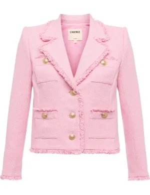 L'Agence Sylvia Collared Fringe Hem Jacket