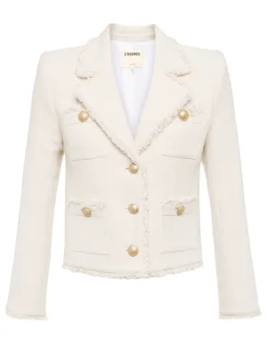 L'Agence Sylvia Collared Fringe Hem Jacket