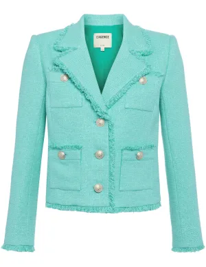 L'Agence Sylvia Collared Fringe Hem Jacket
