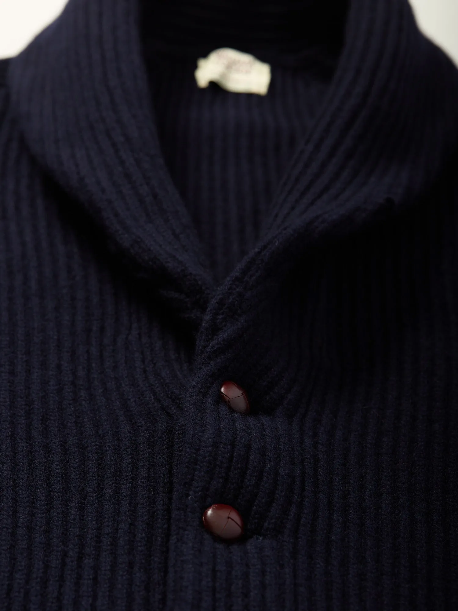 Lambswool Shawl Collar Cardigan Navy