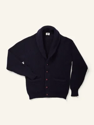Lambswool Shawl Collar Cardigan Navy