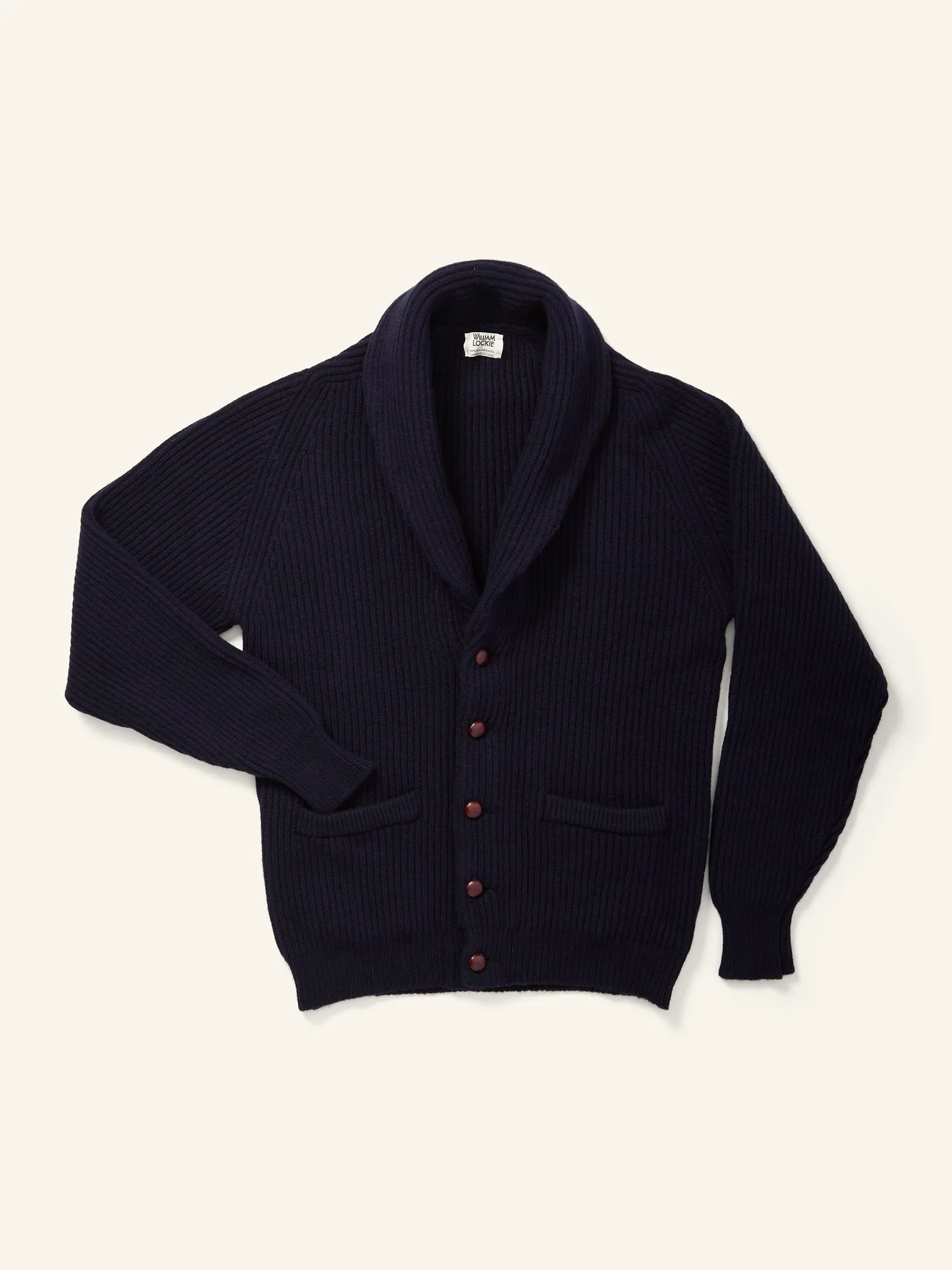 Lambswool Shawl Collar Cardigan Navy