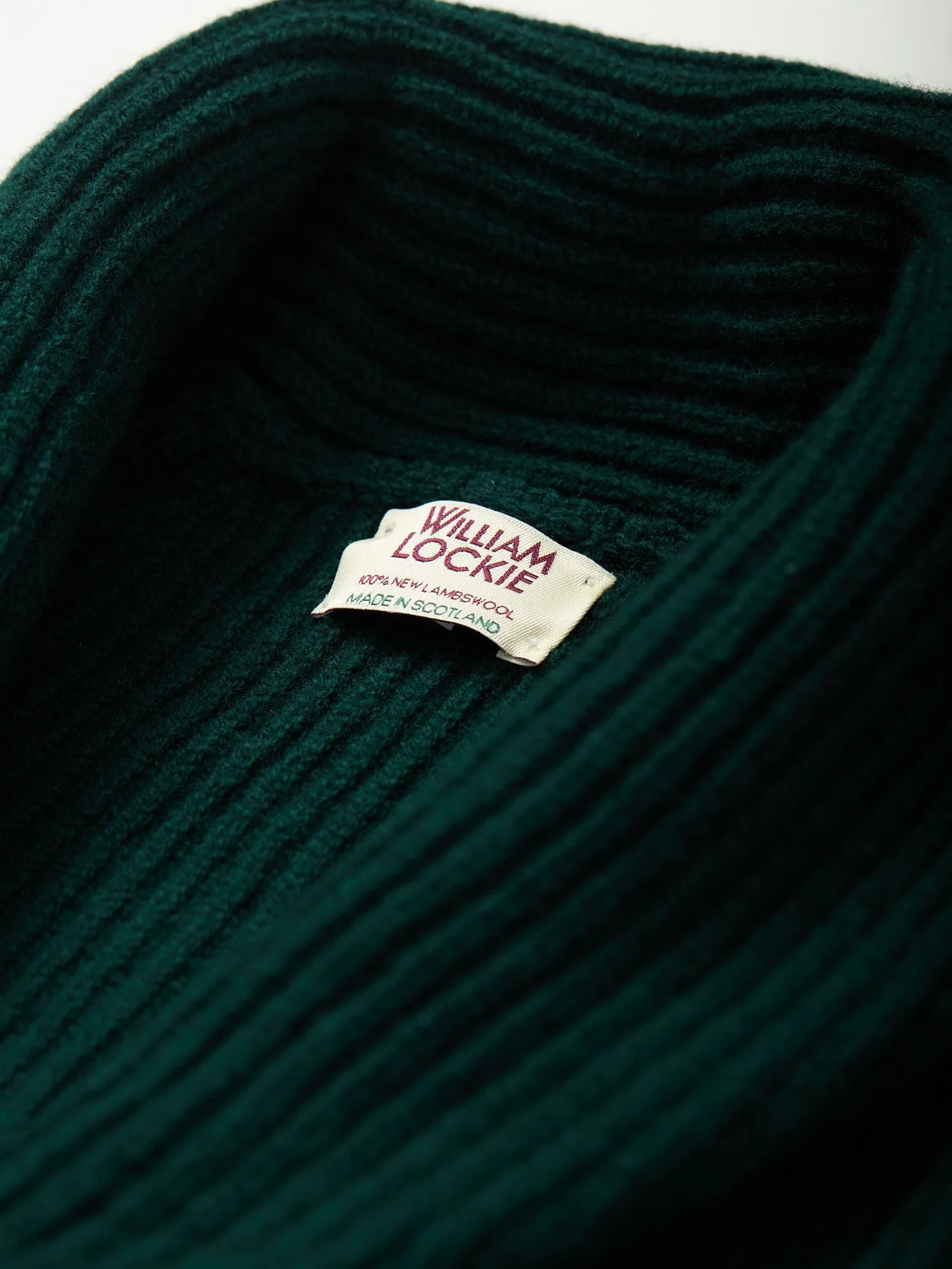 Lambswool Shawl Collar Cardigan Tartan Green
