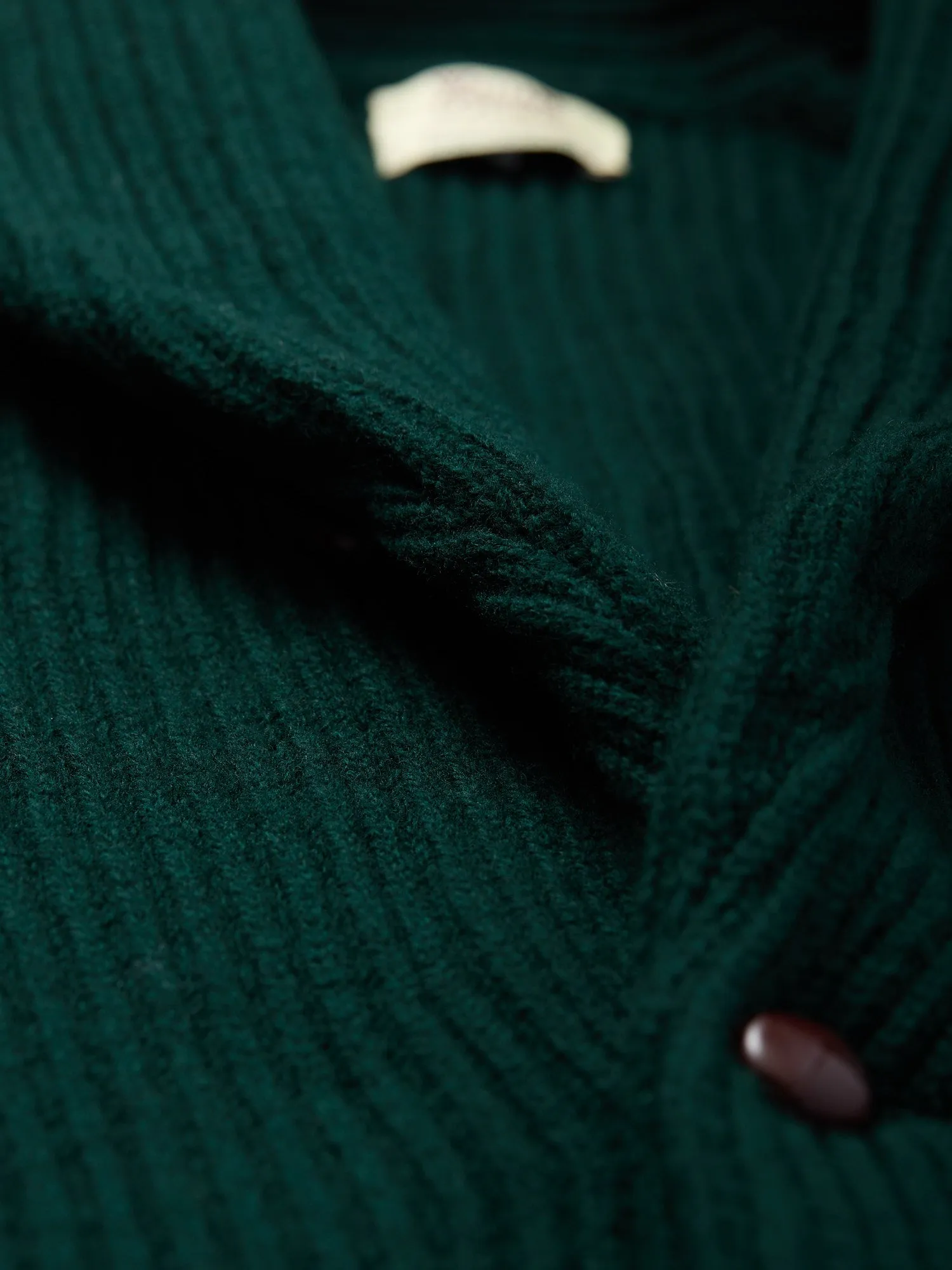 Lambswool Shawl Collar Cardigan Tartan Green