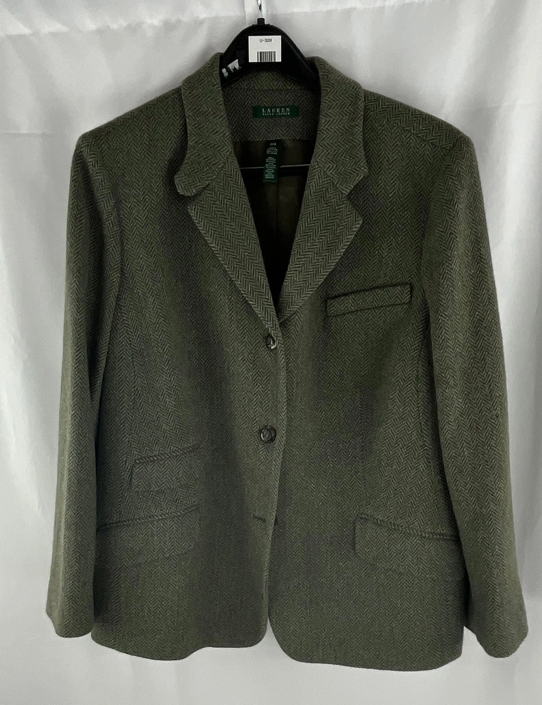 Lauren Ralph Lauren Women's Olive Herringbone Tweed Sport Coat Size 22W