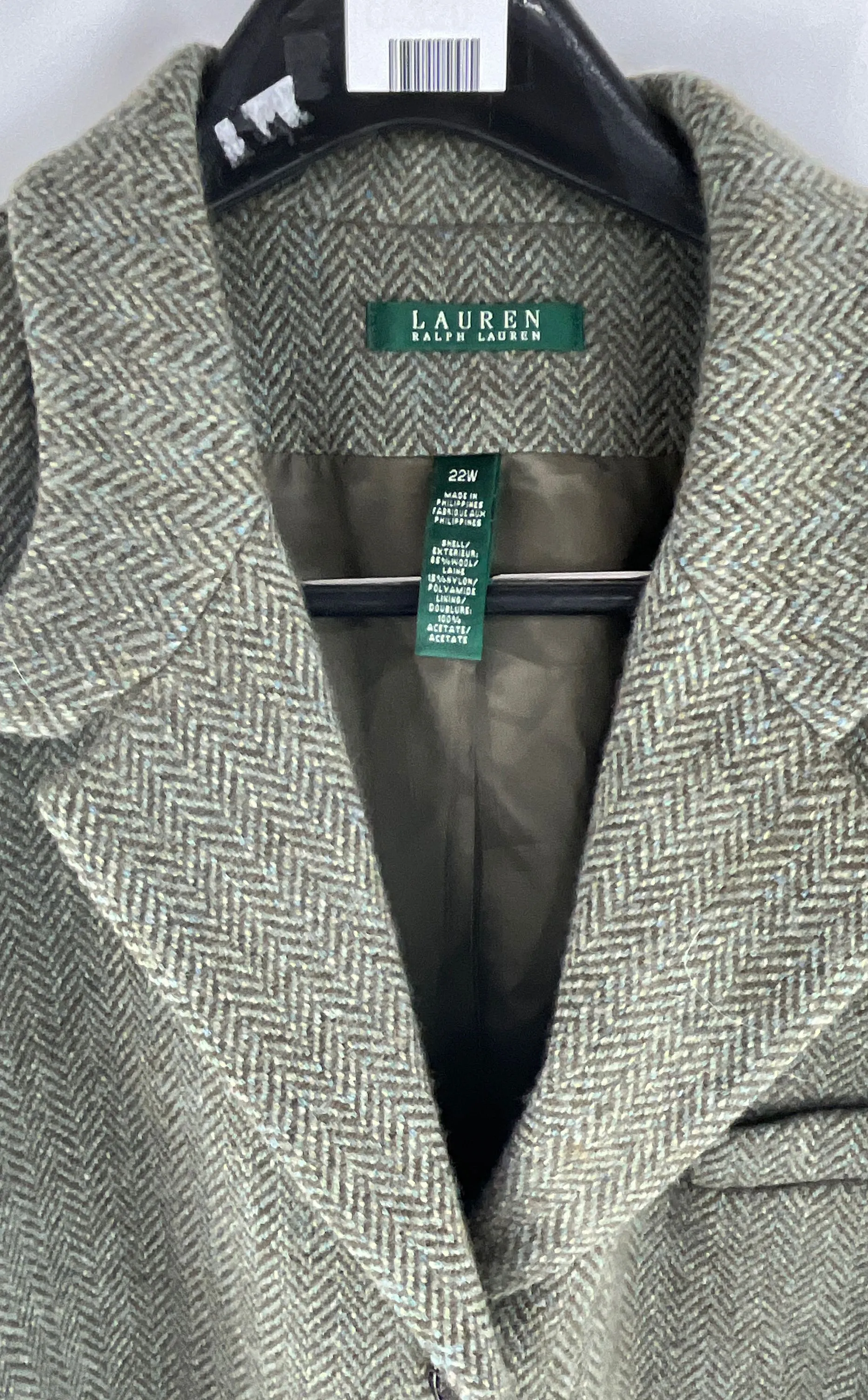 Lauren Ralph Lauren Women's Olive Herringbone Tweed Sport Coat Size 22W
