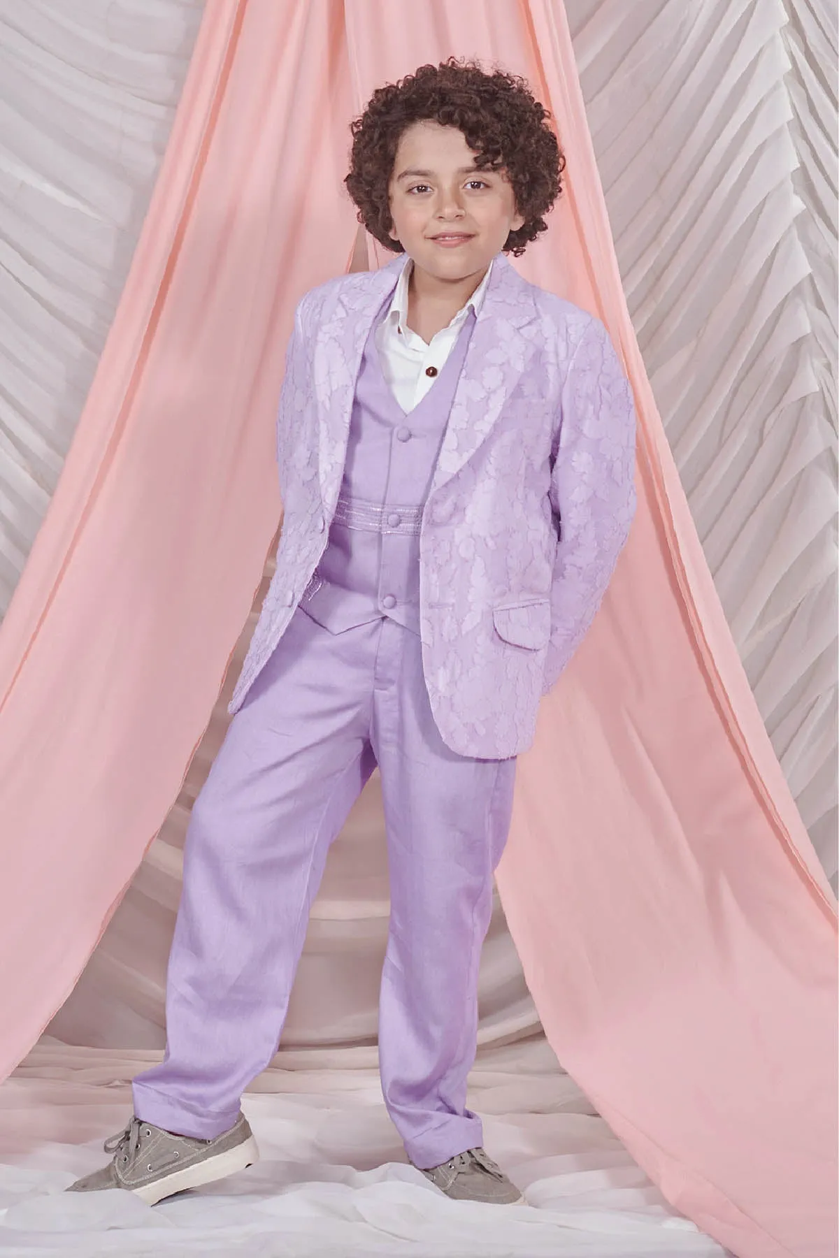Lavender Floral Jacquard Suit
