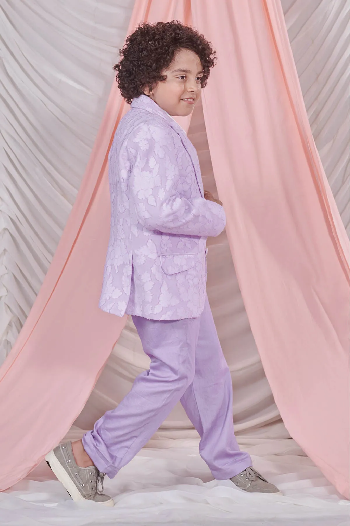 Lavender Floral Jacquard Suit