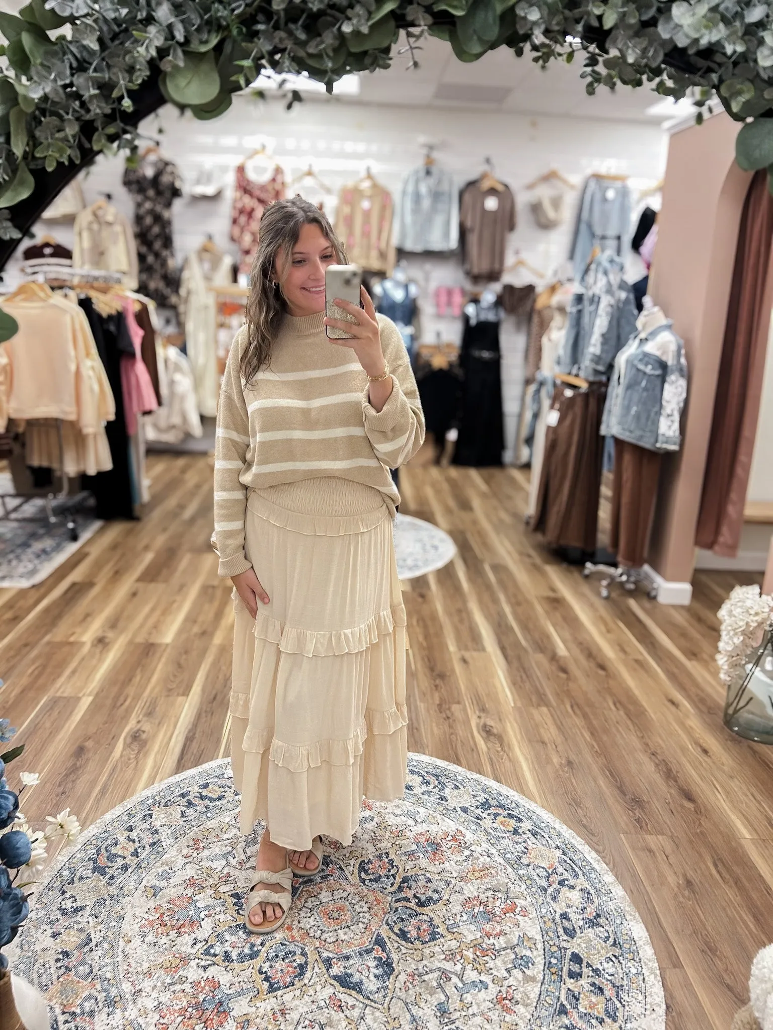 Layne Taupe and Cream Sweater