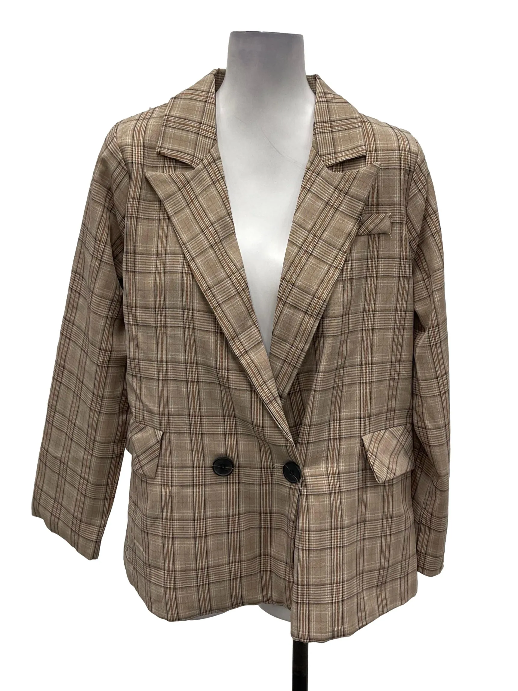 Light Brown Checkered Blazer