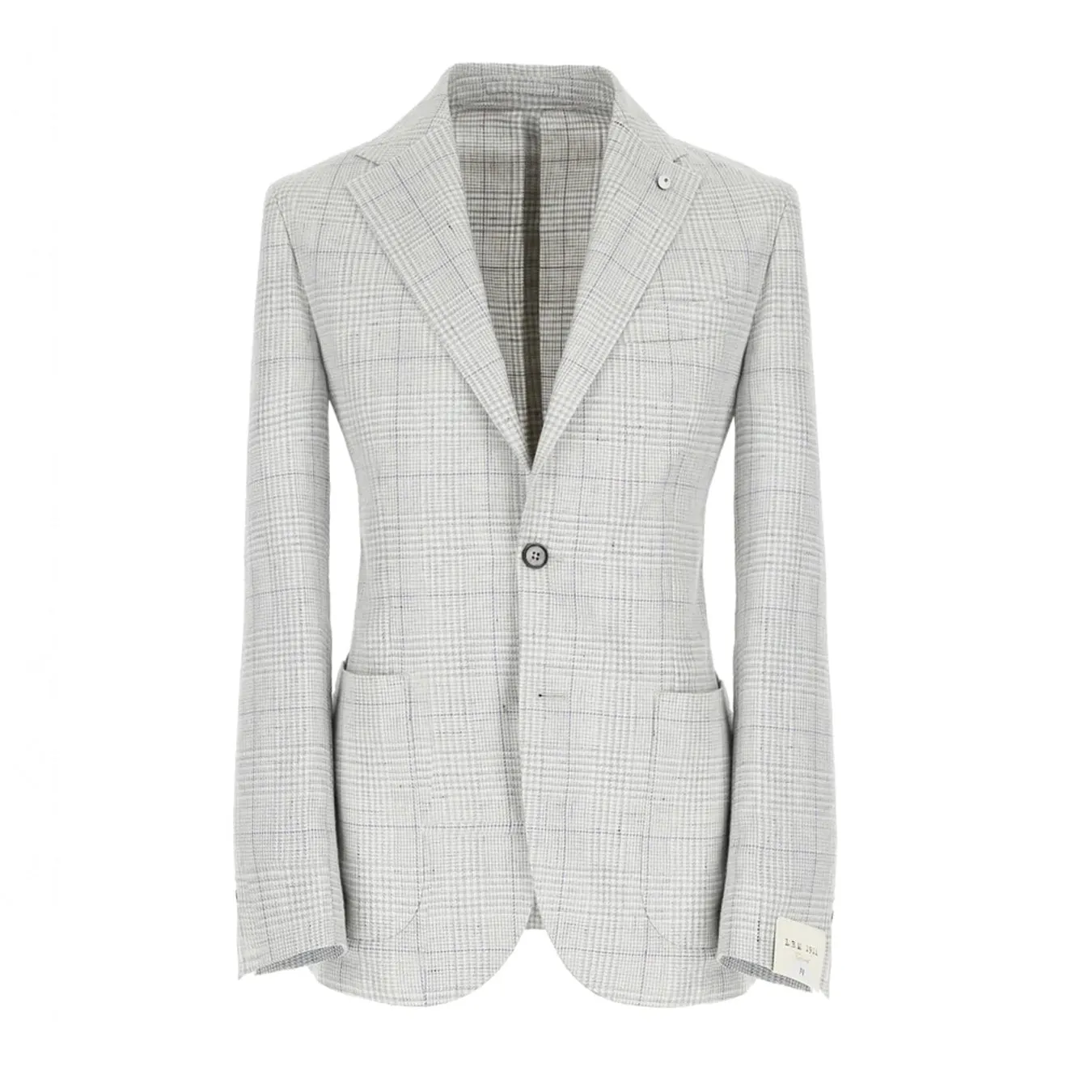Light Gray Prince of Wales Linen-Cotton Contemporary Fit Sport Jacket - L.B.M 1911