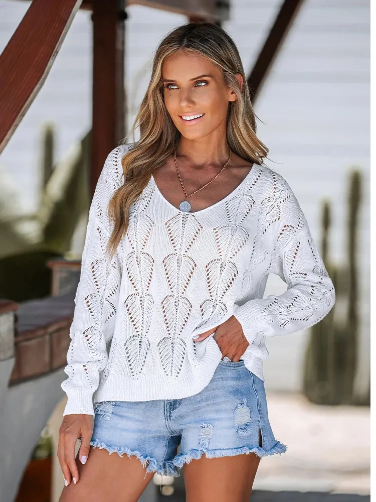 Lightweight Cut-Out V-neck Sweater