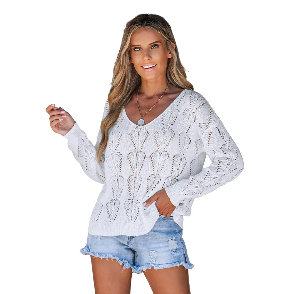 Lightweight Cut-Out V-neck Sweater