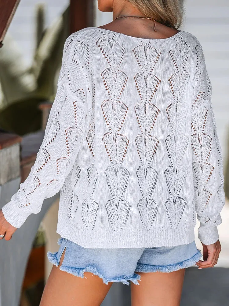 Lightweight Cut-Out V-neck Sweater