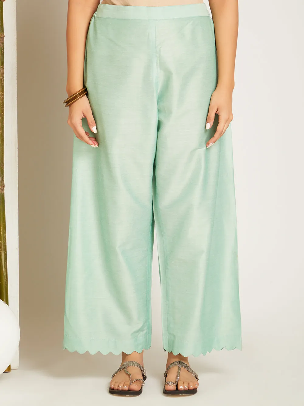 LINEN KURTA SET MINT GREEN