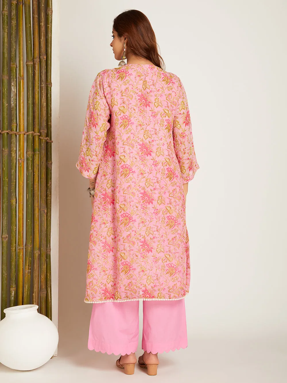 LINEN KURTA SET PINK