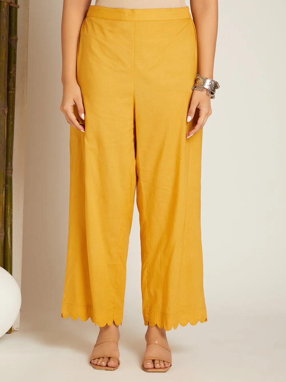 LINEN YELLOW KURTA SET