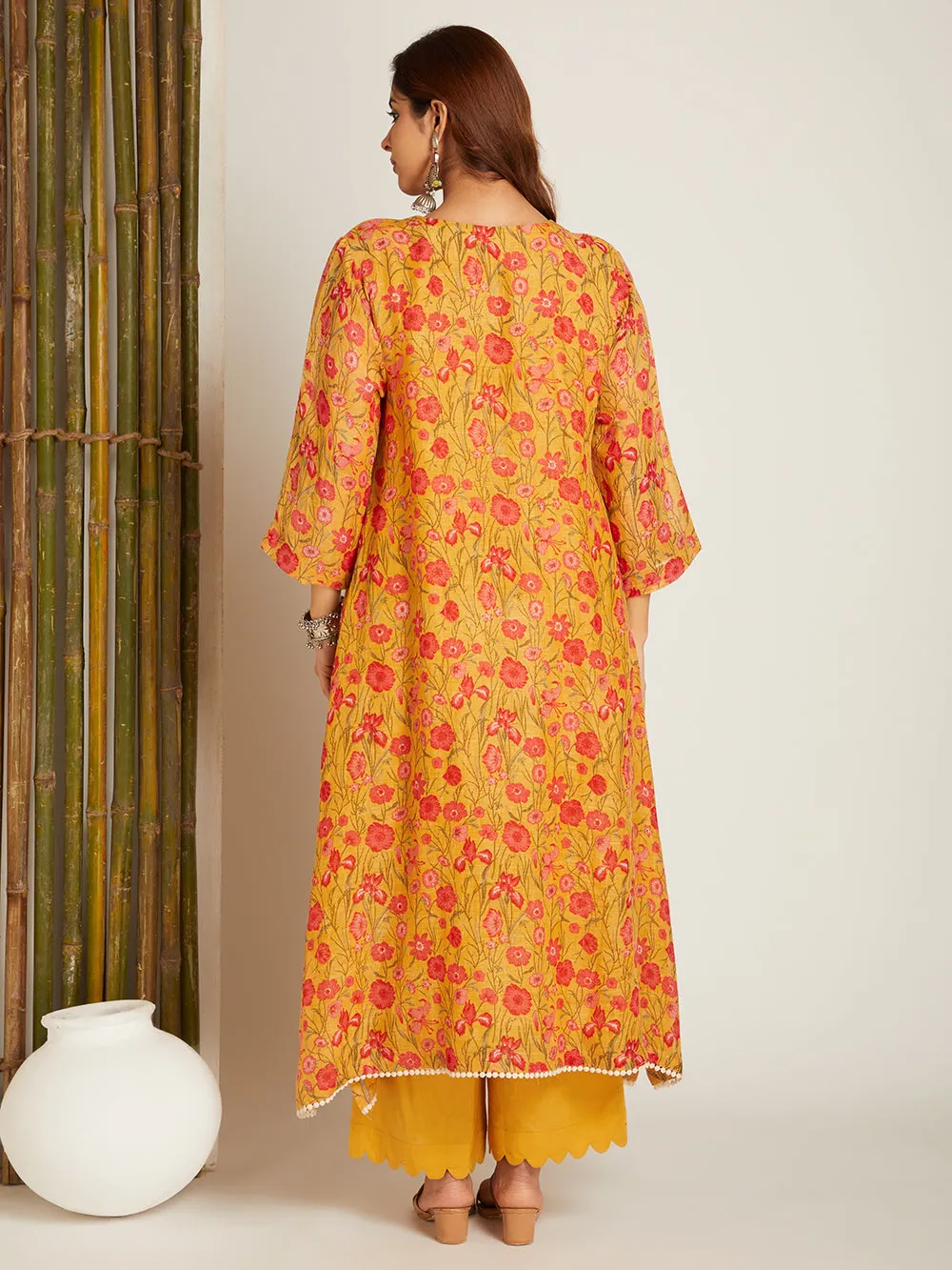 LINEN YELLOW KURTA SET