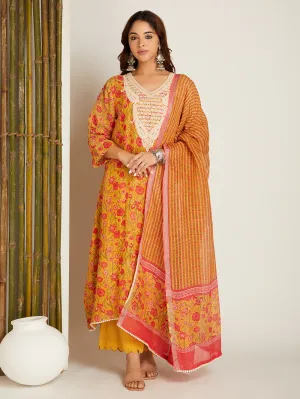 LINEN YELLOW KURTA SET