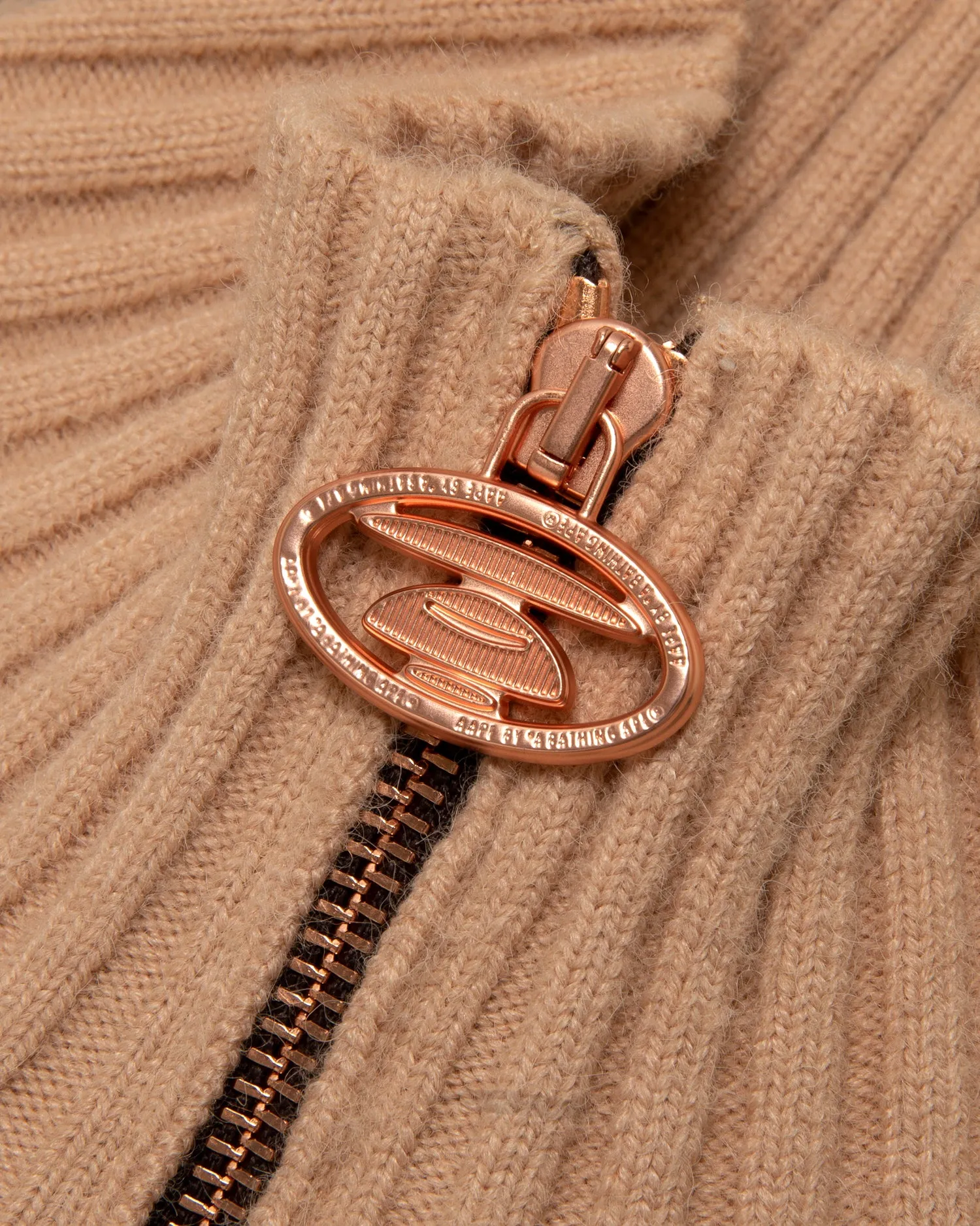 Logo rib zip-up cardigan