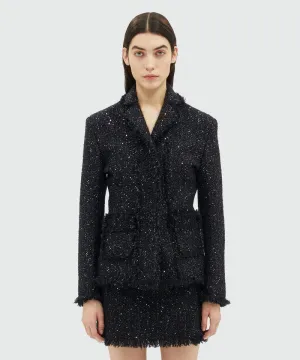 Lurex Tweed Jacket With Fringed Edges