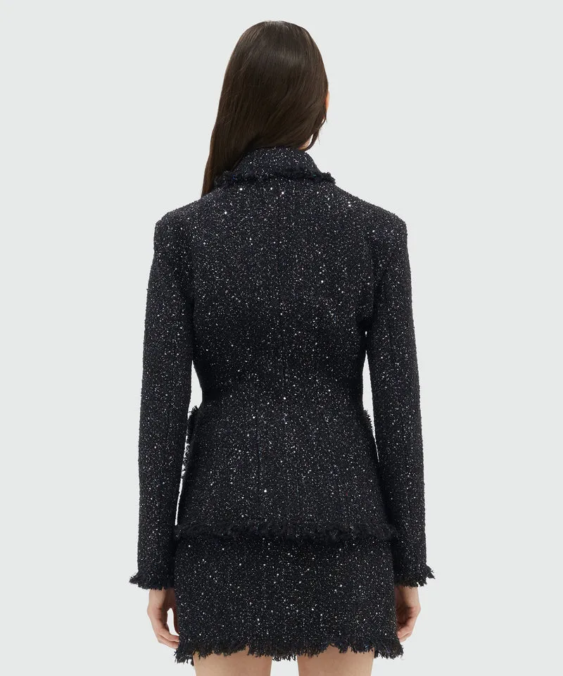 Lurex Tweed Jacket With Fringed Edges