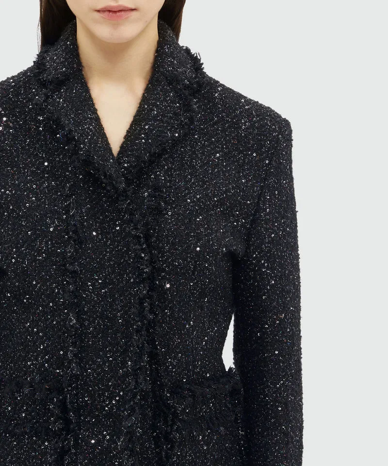 Lurex Tweed Jacket With Fringed Edges