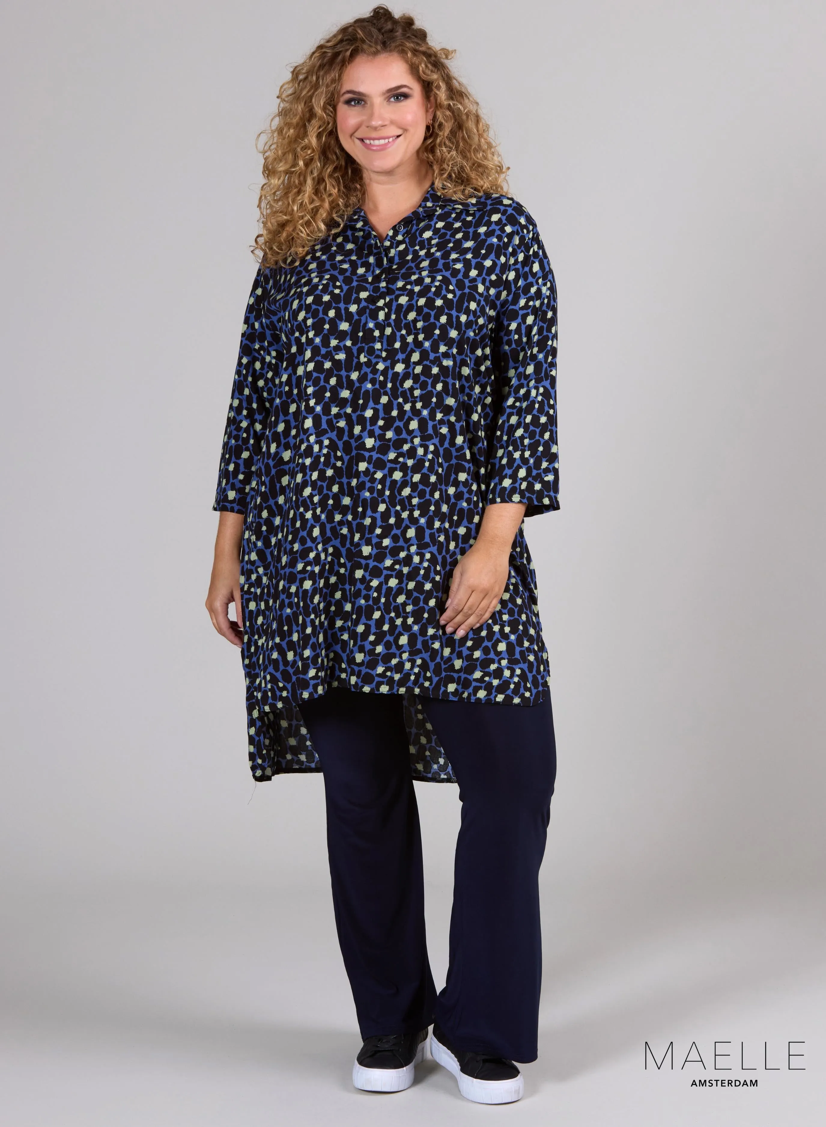 Maelle Buttoned Tunic Falling Blocks Blue