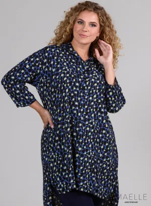 Maelle Buttoned Tunic Falling Blocks Blue